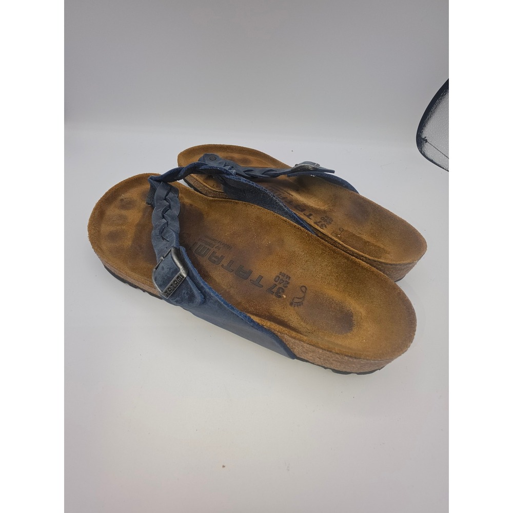 Tatami by Birkenstock Navy Blue Braided Leather Thong Sandals EU 37 US 6-6.5 - Picture 6 of 8